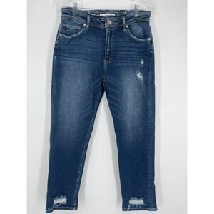Kancan Women’s High Rise Distressed Boyfriend Jeans Size 28
